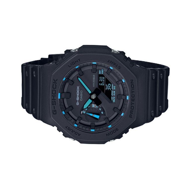 Casio G-Shock Серия с двойным дисплеем Ночной Неон Классическая Мода Восьмиугольный Тренд Спортивные Кварцевый Механизм Ремешок из Смолы Мужские часы Черный GA-2100-1A2PR