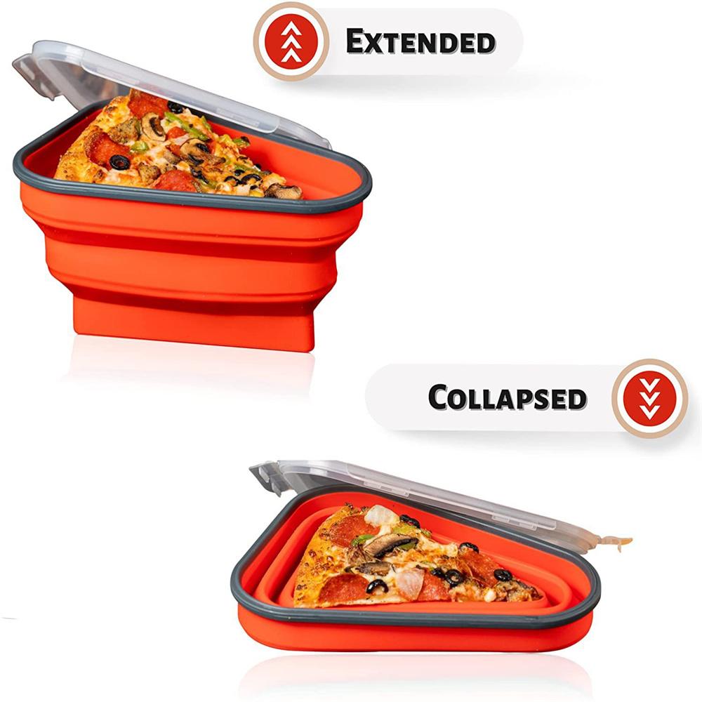 Folding Food Storage Container Stackable Pizza Preservation with Sealed Lid