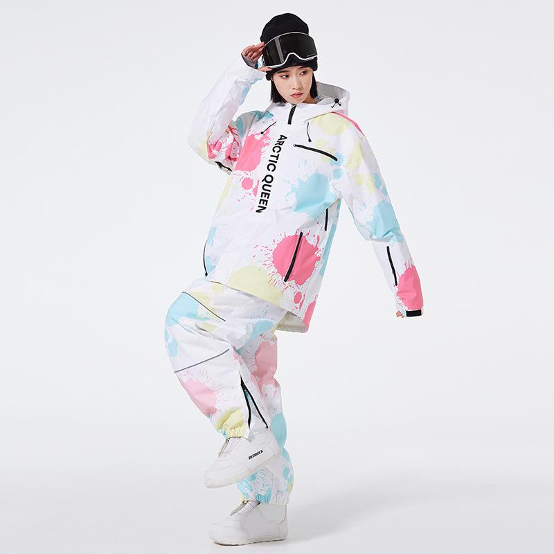 Мужской и Женский Лыжный Костюм Уличный Зимний Теплый Сноубордический Костюм Водонепроницаемый Ветрозащитный Комплект Лыжных Курток и Брюк Унисекс Дышащий Утепленный Снежный Костюм