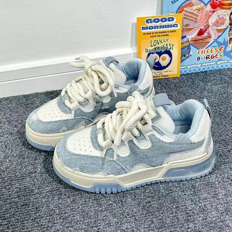 Модные женские туфли на толстой подошве, четыре сезона, новая корейская версия, универсальные нескользящие туфли для улицы, спортивная повседневная обувь