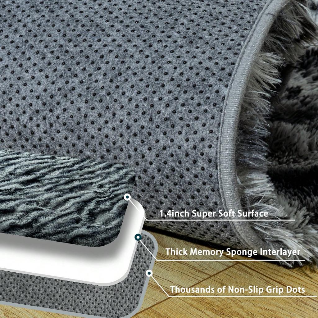 Ковер Gnizama Fluffy Long Shag с принтом зебры для спальни, моющийся большой ковер для гостиной, супермягкий плюшевый ковер для помещений.