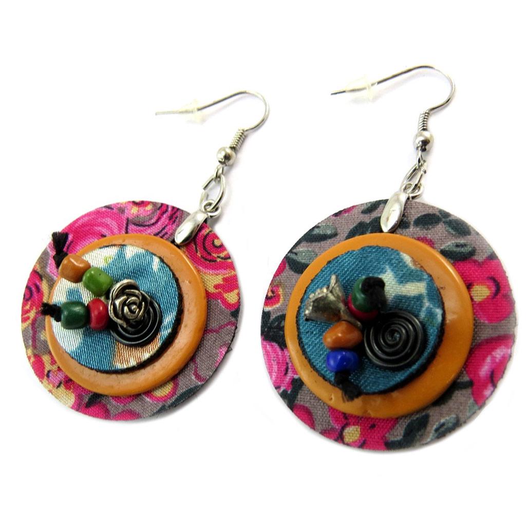 Les Trésors De Lily [P3396] - Designer Earrings 'Capucines' Pink Turquoise Multicolor