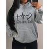 Толстовки Faith Hope Love Letter Graphic Женская толстовка с капюшоном Street Casual Loose Sweatshirt Осенняя одежда с капюшоном и круглым вырезом Женские толстовки и свитшоты Женские