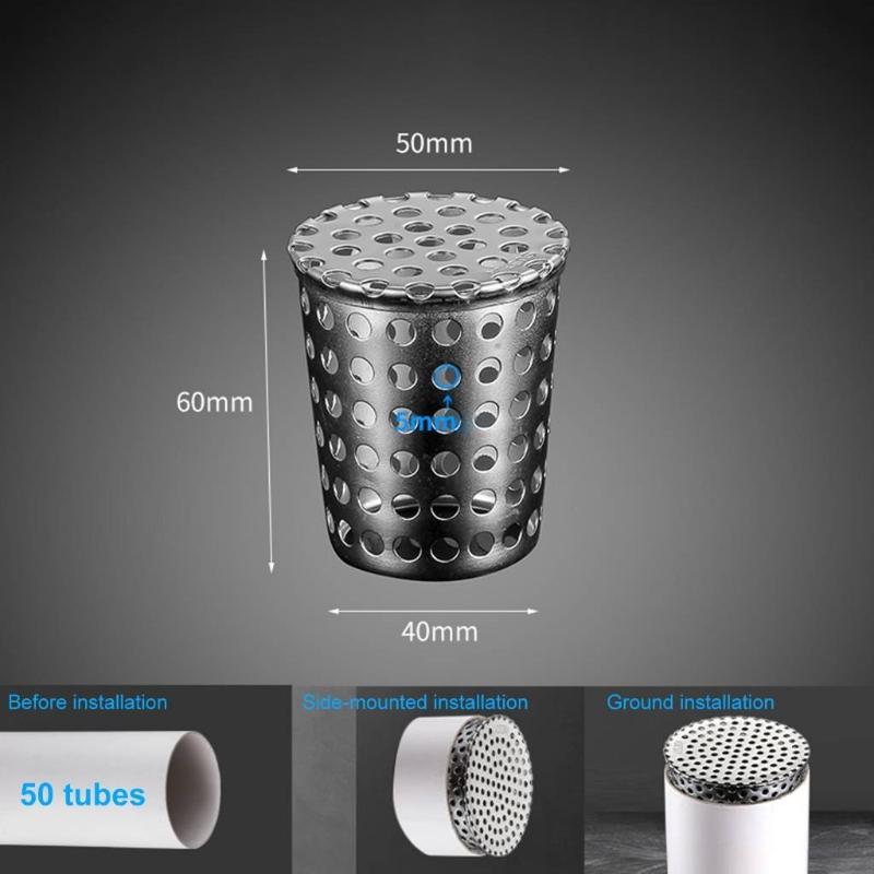 Stainless Steel Anti Clogging Drain Cover Insert Filter for PVC Pipe Cap Size 50MM Prevents Hair Blockage Ideal for Kitchen Bathroom