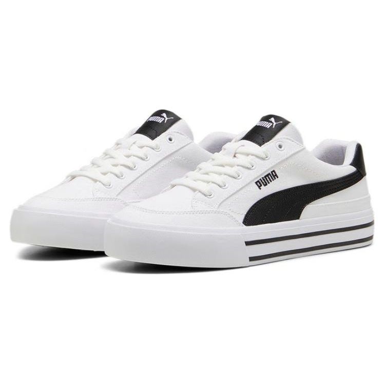 Puma Кеды Court Classic Vulc Унисекс Белый Черный Низкие Тканевые Круглый Носок На Шнуровке 396353-02