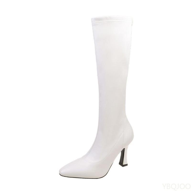 Spring Autumn Style Pointed Slender Knee High Heels for Women Simple Comfortable Versatile Long Boots Versatile Temperament