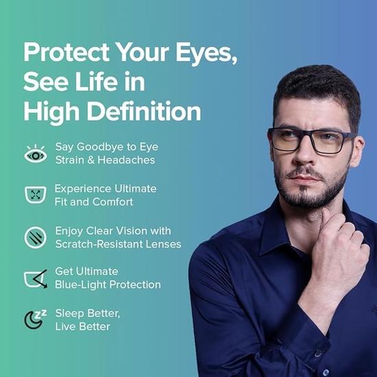 Очки Intellilens Navigator Blue Cut для защиты глаз от компьютера | Унисекс, защита от ультрафиолета, нулевая мощность, антибликовые очки с фильтром синего света
