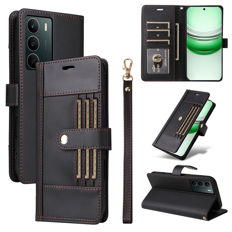 Кожаный чехол-книжка для Realme C75 C71 C73 C65 C63 C75X P1 P2 Pro 5G, чехол-книжка, чехлы для телефона, бизнес, внешний слот для карт