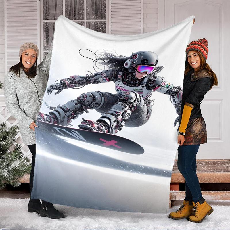 ski Theme Printed Blanket - Perfect for Couch, Bed, Travel & Outdoor Use | Machine Washable, Cozy & Durable.