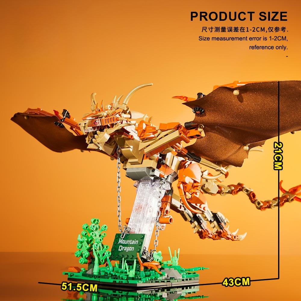 Mountain Dragon Model Mecha Toy Building Blocks Collectible Educational Playset For Children'S Creative Gifts