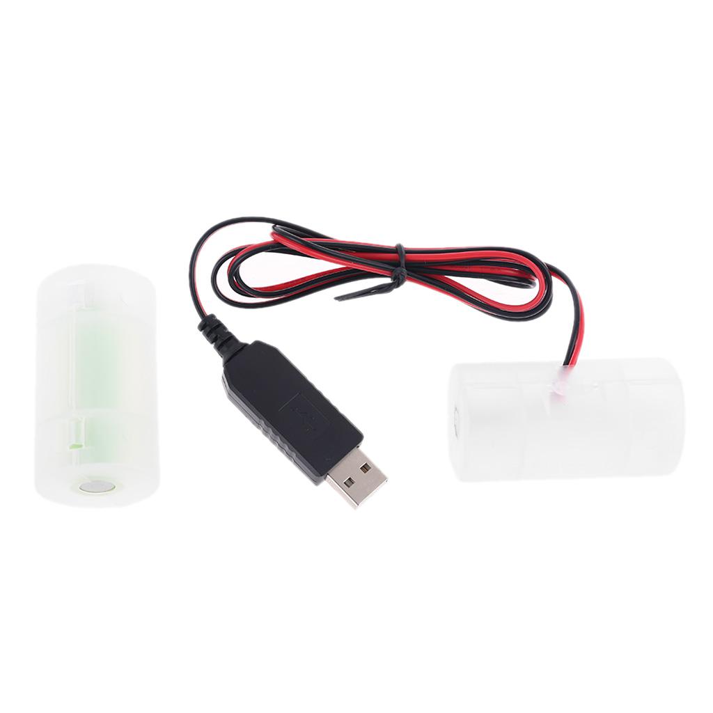 USB-адаптер питания от батареи Может заменить 1–4 шт. батареек размера D LR20 1,5 В 3 В 4,5 В 6 В Кабель-элиминатор батарей для часов