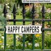 15.7×3.94inch Happy Campers Raised Metal Road Sign - Retro RV & Camper Van Aluminum Sign/decorative Sign, Heavy-Duty Camping Sign with Campfire