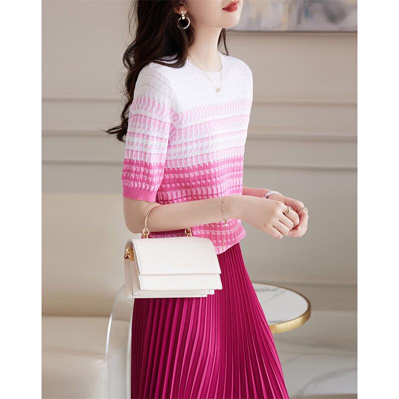 Женский трикотажный топ Demana с жаккардовым узором в стиле колор-блок, рукав до локтя