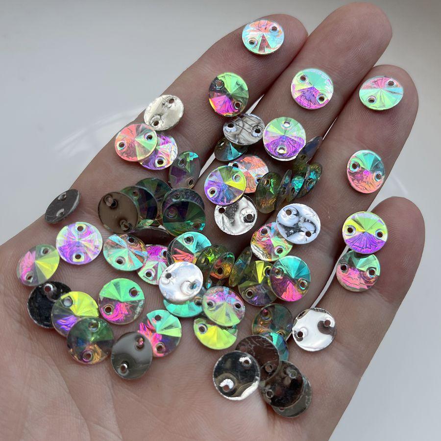 100 блестящих круглых/маркизных страз из смолы с двумя отверстиями для пришивания, подходящих для украшения платья, изготовления DIY-украшений, скрапбукинга