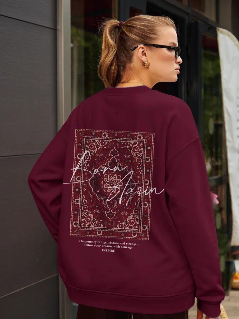 European & American Retro Ins-Style Loose Round Neck Sweatshirt for Women - Autumn/Winter Fashion.