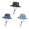 Unisex Fisherman Hat Extra Large Brim Adjustable Fit Hiking Bucket Hat Windproof Buckle Washed Denim Outdoor Travel UV Blocking