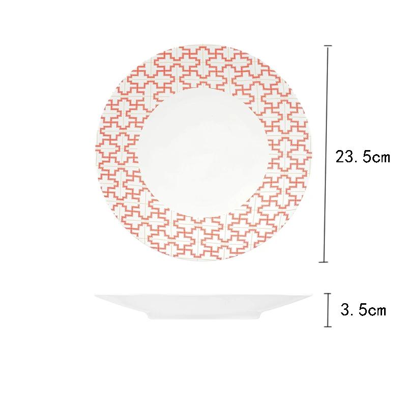 Керамическая тарелка в стиле ретро-дворца, креативная круглая тарелка для стейка, десерта, изысканные обеденные тарелки для отелей класса люкс, домашняя утварь