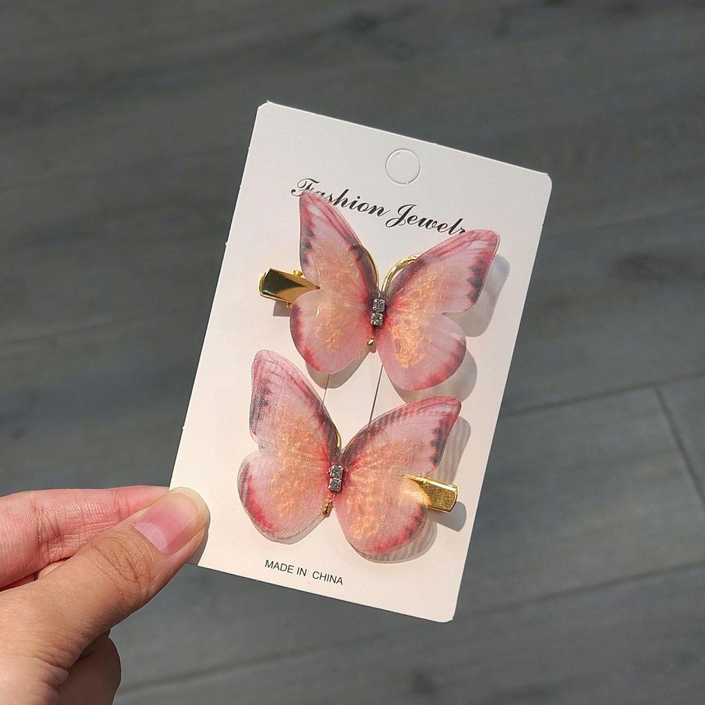 Градиентная заколка-бабочка для детей - симпатичная заколка-уточка из сетки и сплава, идеально подходит для стилей ханьфу и феи