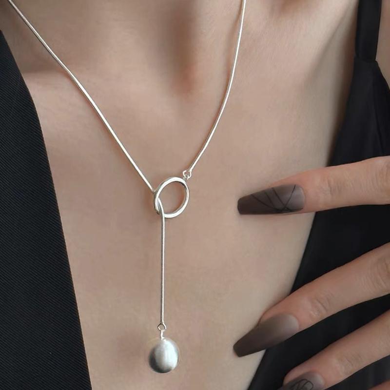 Женский шариковый кулон простая цепочка для свитера темперамент матовое длинное ожерелье крутой стиль корейская версия французский легкий люкс премиум