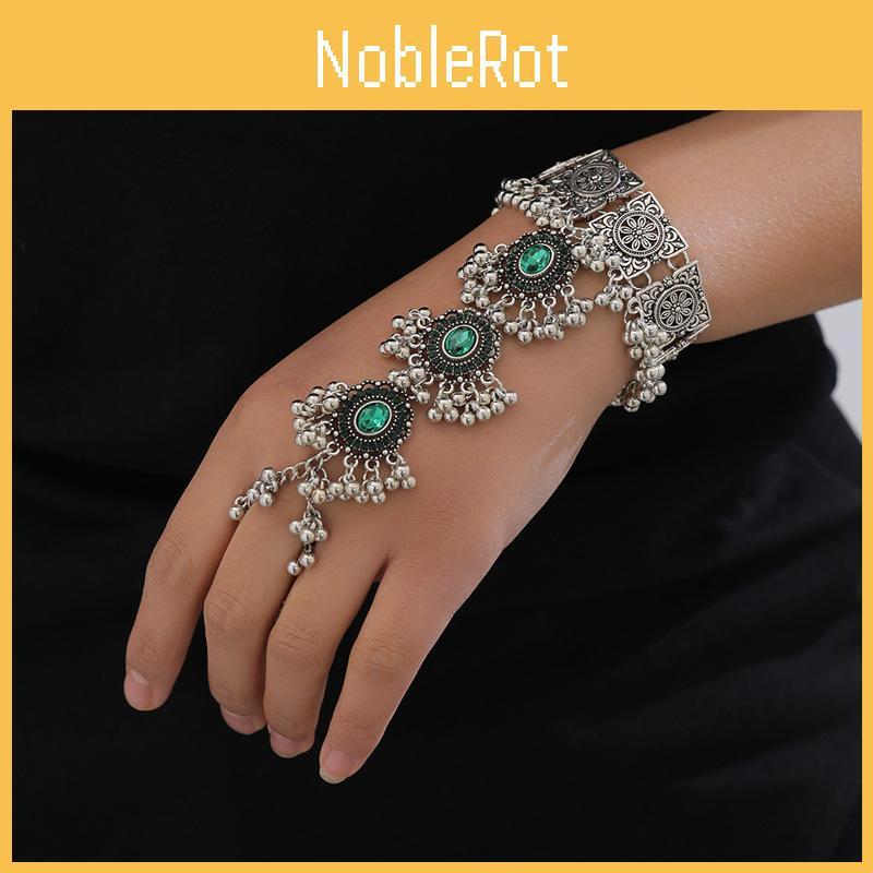 Ethnic Style Womens Metal Ring Bracelet With Embedded Crystals For Gift Travel Souvenir