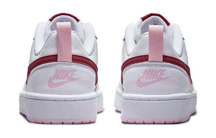 Nike Кроссовки Court Borough 2 Low 2 Кожаные Повседневные Устойчивые к истиранию Поддерживающие Низкие Детские Обувь для Скейтбординга Белый Красный Розовый BQ5448-120