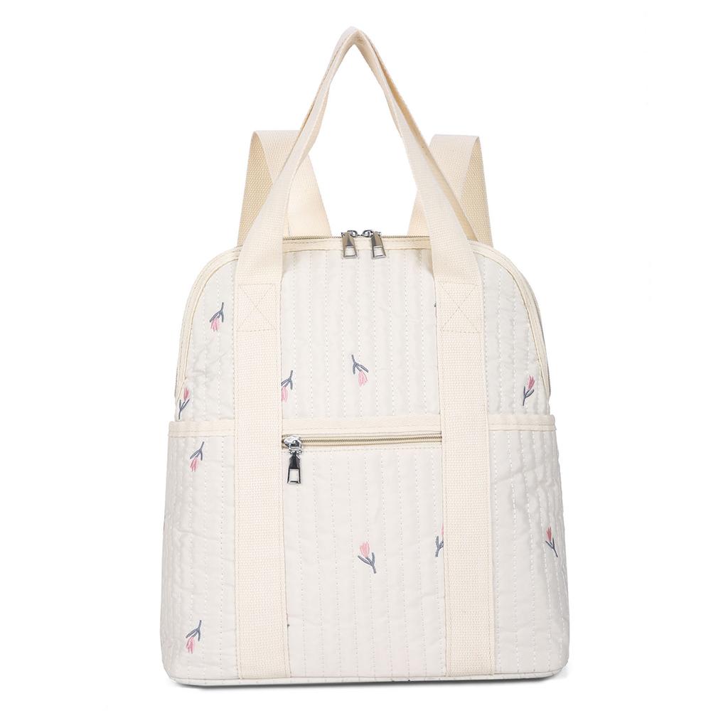 Embroidered Baby Handbag Large Capacity Soft Padded Shoulder Bag Stylish Nylon Backpack for Baby Bottles & Diapers