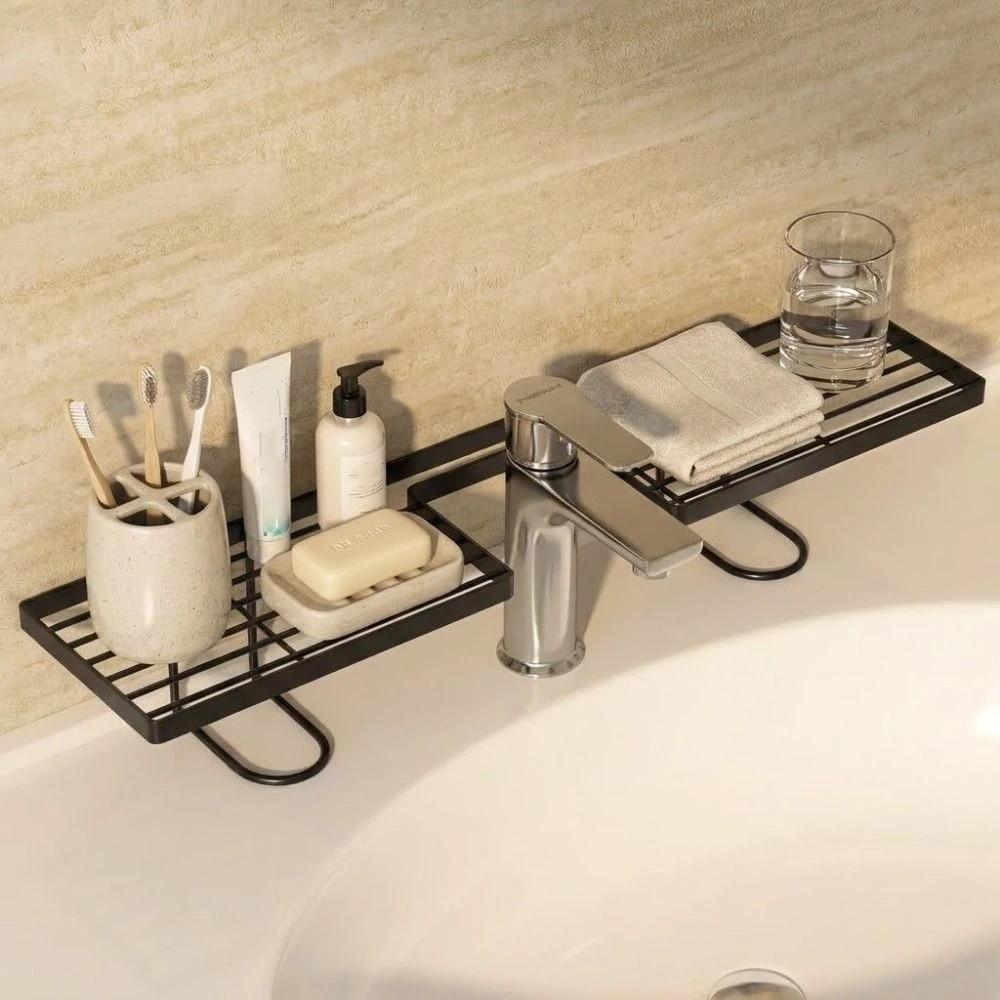Mesh Design Bathroom Storage Rack Carbon Steel Cosmetics Organizer Sink Drying Rack Bathroom