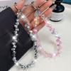 Glitter Crystal Bead Keychain Transparent Phone Lanyard Wrist Crystal Chain  for Women Girls