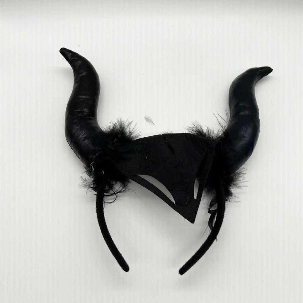 Witch Hair Accessories Ox Horn Hairband Evil Queen Evil Magic Witch Headpiece Costume Accessory