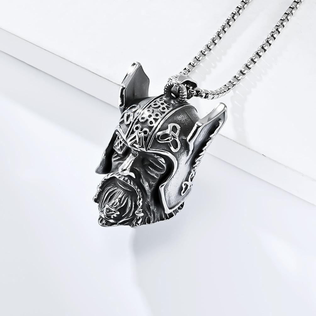 316L Steel Viking Bell Necklace for Men - Odin Guardian Pendant, Norse Biker Jewelry Gift, Gothic Motorcycle Amulet Accessories