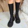 Sexy Black Thick Bottom Knee High Boots Women 2025 Winter Comfort Platform Thick Heel Elastic Long Riding Boots Plus Size Shoes