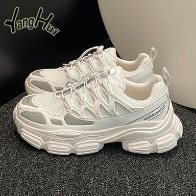 Корейская версия Сетчатые Дышащие Удобные Кроссовки на Толстой Подошве 2024 Новая Мода Простые Универсальные Противоскользящие Женские Туфли Лето