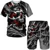 Novelty Gothic Skull 3D Print Tee/Suit Summer Men's Cool Punk Style T-Shirts+Shorts Set Personality Hip Hop Streetwear Tracksuit