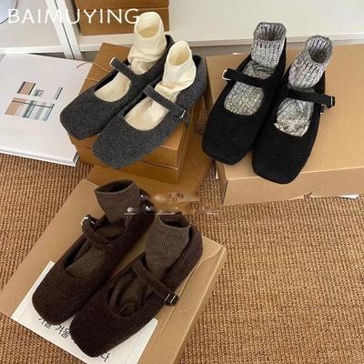 Туфли Мэри Джейн с квадратным носком, женские туфли на плоской подошве, замшевые туфли с пряжкой, дизайнерская обувь 2025 года, модное элегантное платье, зимняя мода, Zapatillas