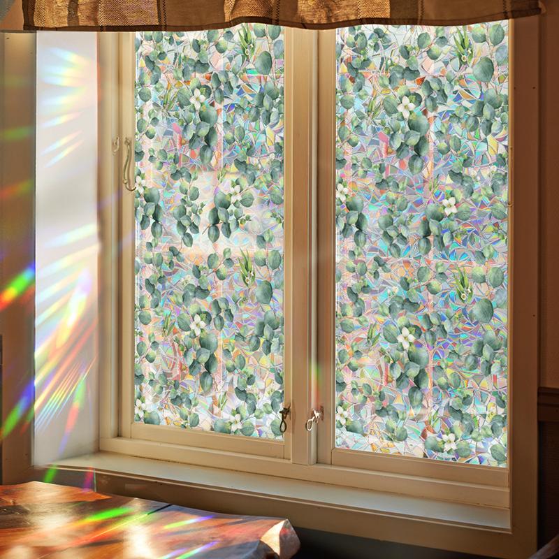 Colorful Rainbow Bird Pattern Prismatic Window Film Reusable No-Adhesive Static Cling Rainbow Sun Catcher Decal For Home Decor