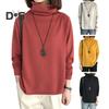 Women Top Stylish Pile Collar Solid Color T Shirts Soft Comfortable Long Sleeve Pullover for Autumn Winter