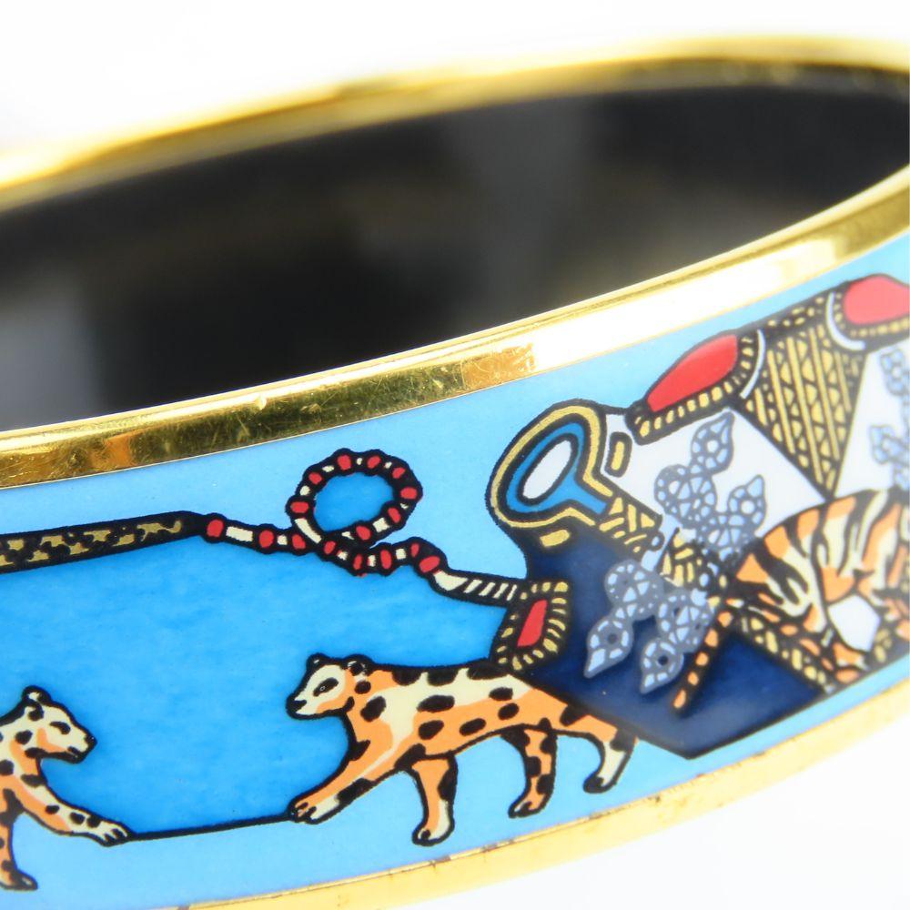 Used HERMES bracelet Emilel GM metal/enamel 36.2g Blue gold Gold Plated