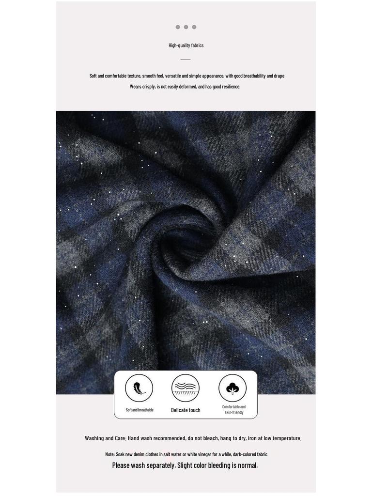 Plaid Drapey A-line Elastic Waist Pleated Midi Skirt - 2025 Winter Slimming Edition