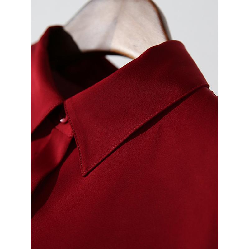 Solid Color Satin Blouse Female Fashion Office Lady Turn-down Collar Long Sleeve Shirts Spring New All-match Buttons Loose Tops