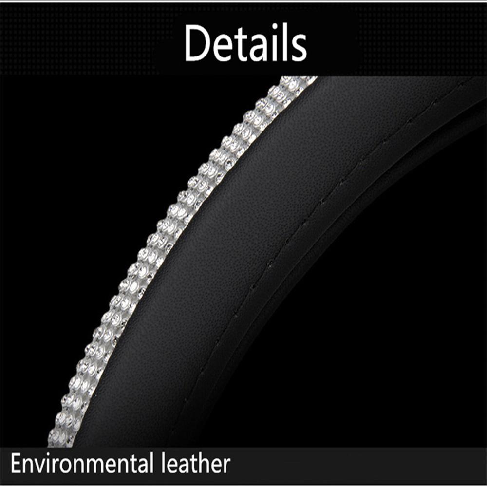 Черный 15'' 38см PU Кожа Кристалл Чехол на руль автомобиля со стразами