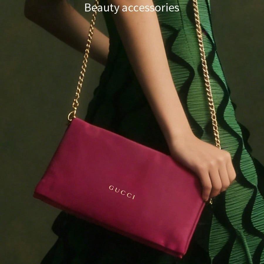 Классическая красная косметичка с цепочкой для женщин, ручная портативная сумка для туалетных принадлежностей, большая вместимость для косметики, идеально подходит для ежедневного использования GUCCI-ПОДАРОК-62