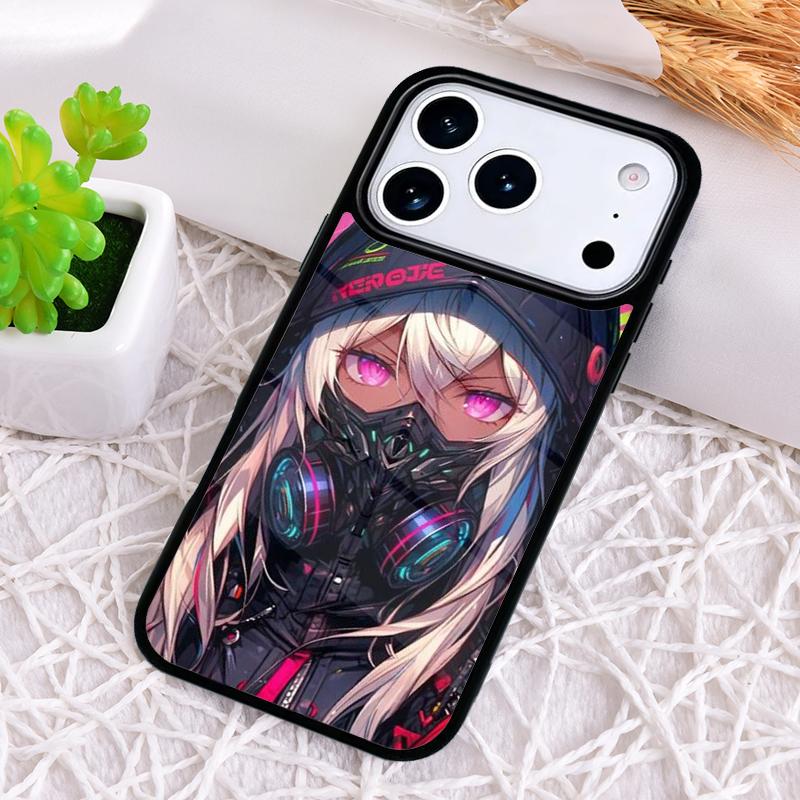 Чехол для телефона с изображением аниме-девушки в маске для iPhone 17 Air 16 15 11 12 14 13 Pro Max Ударопрочный чехол