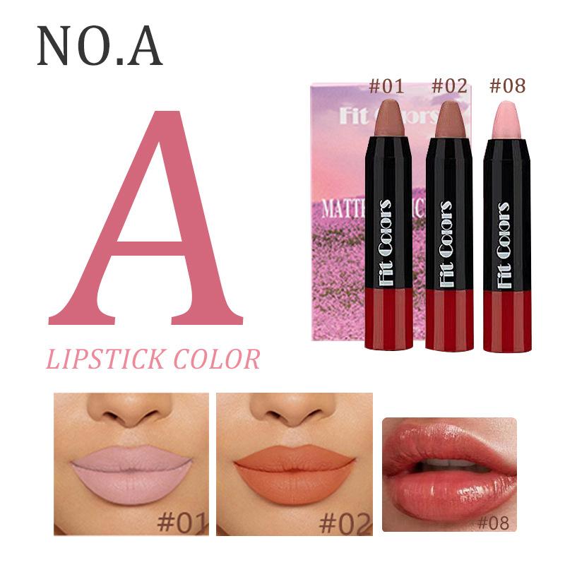 Ручка для губной помады Fit Colors, три веточки из 2 матовых помад + комбинированный набор увлажняющих помад