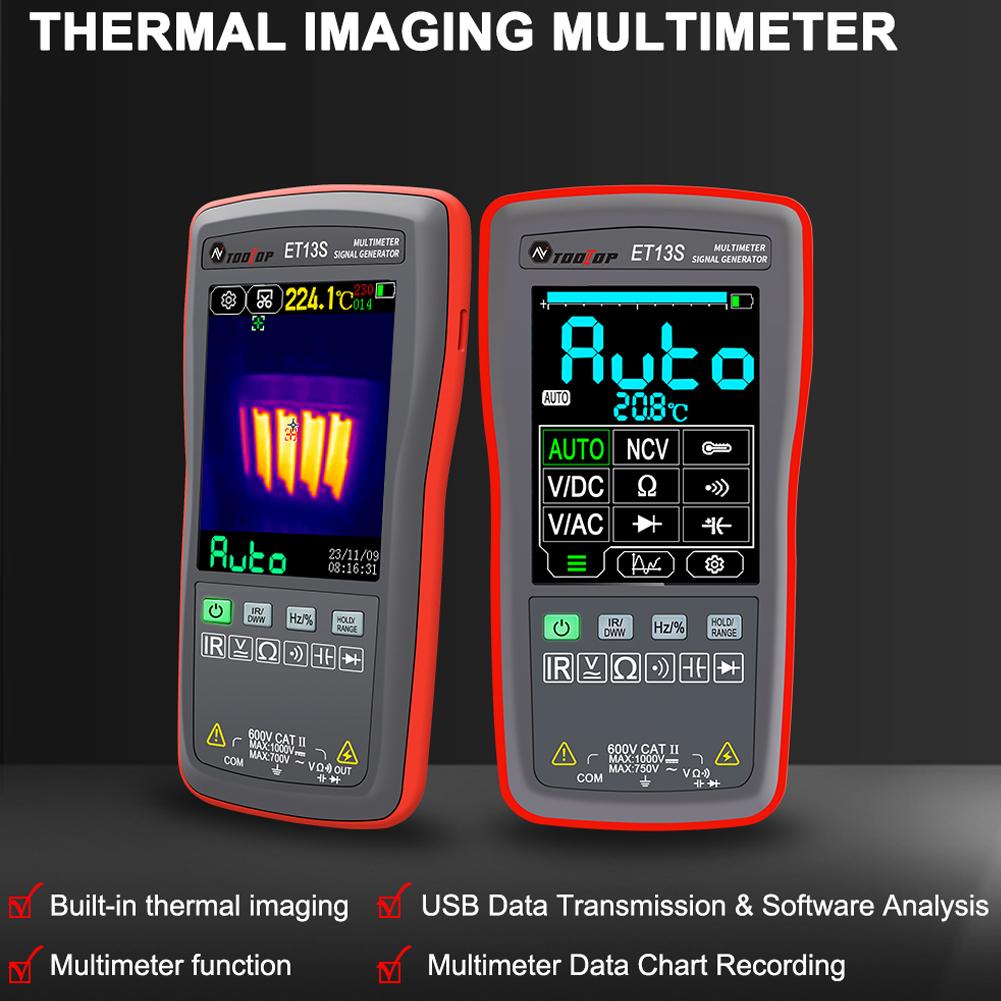 Upgraded TOOLTOP ET13S Thermal Imager Multimeter 9999 Counts Thermographic Camera PC Analysis -20℃~+550℃ Floor Heating Detector