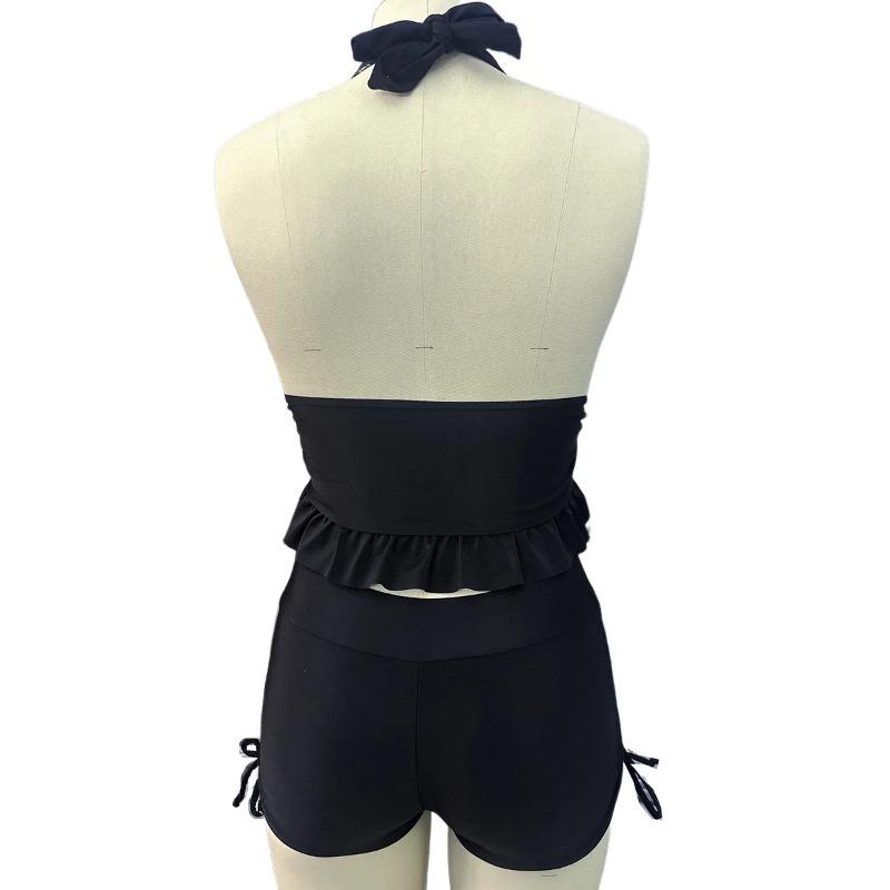 Танкини халтер, купальник из двух частей, женский 2025, однотонный, купальный костюм, женский, для купания, плавания, пляжная одежда, XXL