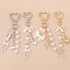 Cute Bowknot Love Heart Keychain Simulation Pearl Keyring Pendants for Women Girls Handbag Decor DIY Handmade Key Chain Gifts