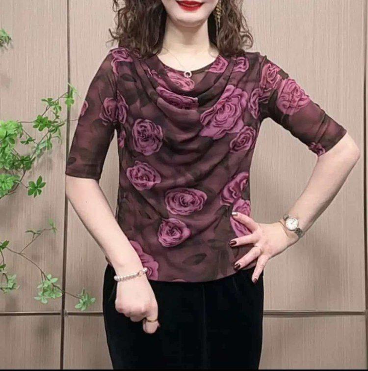 Элегантная кружевная футболка с семью рукавами для женщин