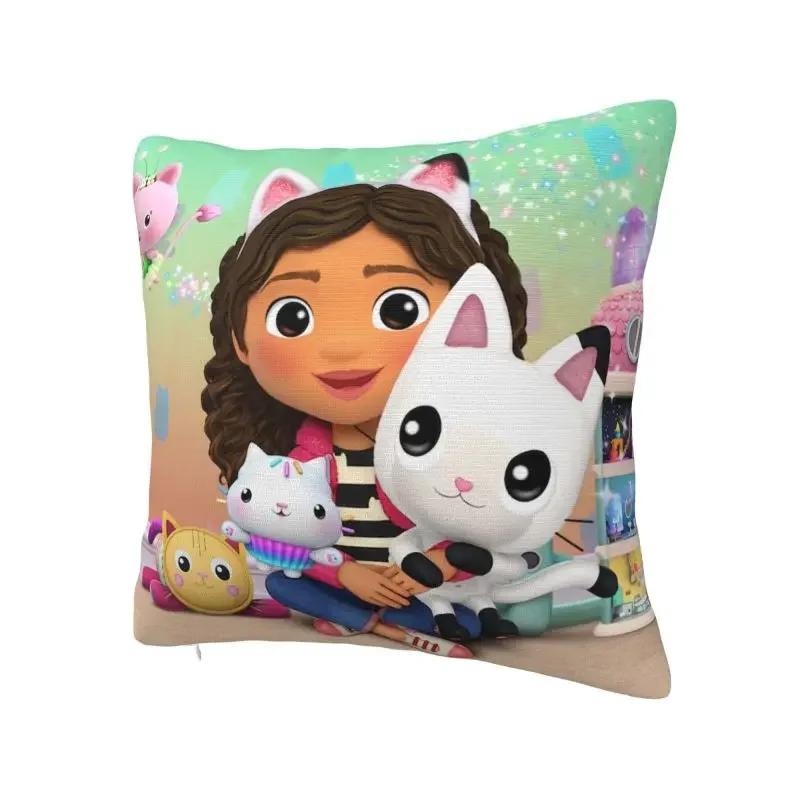 Gabbys Dollhouse Pillow Decoration Nordic Gabby Cat Pandy Paws Chair Cushion Square Pillowcase Cushion Cover 40x40cm 16x16Inch