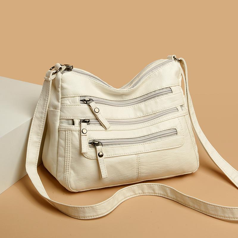 Women's Soft Leather Large Capacity Shoulder Bag Crossbody Bag for Middle-Aged Mother Bag