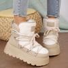 Модная зимняя женская уличная обувь до щиколотки, высокий верх, шнуровка, нескользящая, модные хлопковые туфли на платформе, плюшевые теплые зимние ботинки для женщин